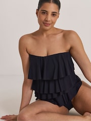 Simply Be Black Magisculpt Ruffle Tummy Control Bandeau Swimsuit - Image 1 of 4