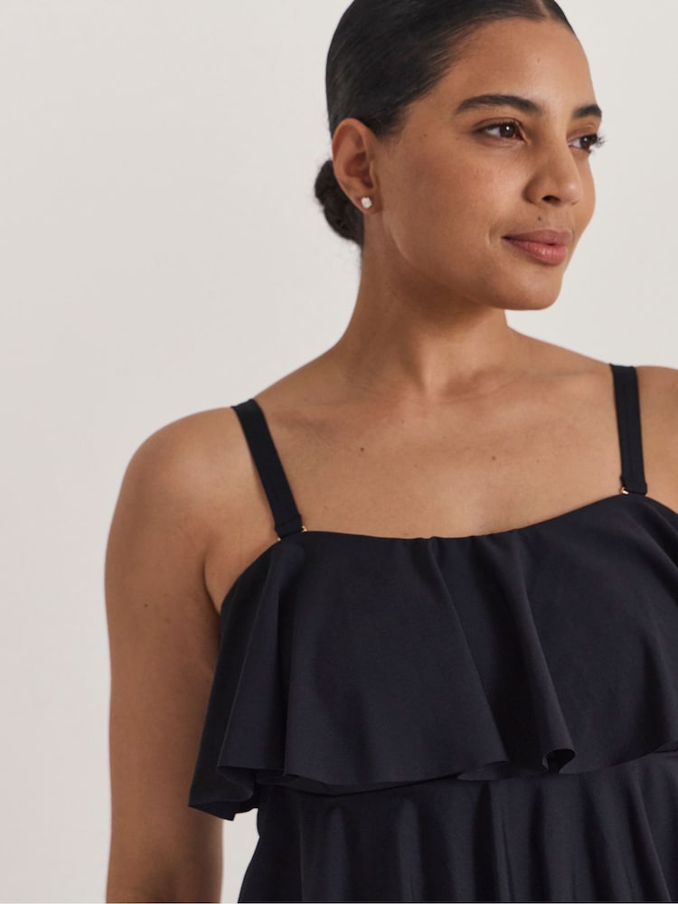 Simply Be Black Magisculpt Ruffle Tummy Control Bandeau Swimsuit - Image 4 of 4