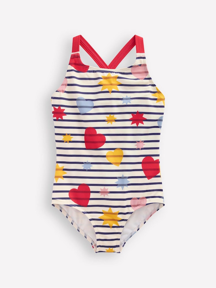 Albastru - Costum de baie Boden cu imprimeu și bretele încrucișate la spate - Imaginea 1 din 3 Albastru - Costum de baie Boden cu imprimeu și bretele încrucișate la spate - Imaginea 1 din 3