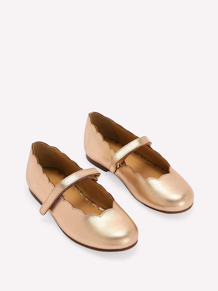 Boden Gold Scallop Mary Jane Shoes - Image 2 of 3