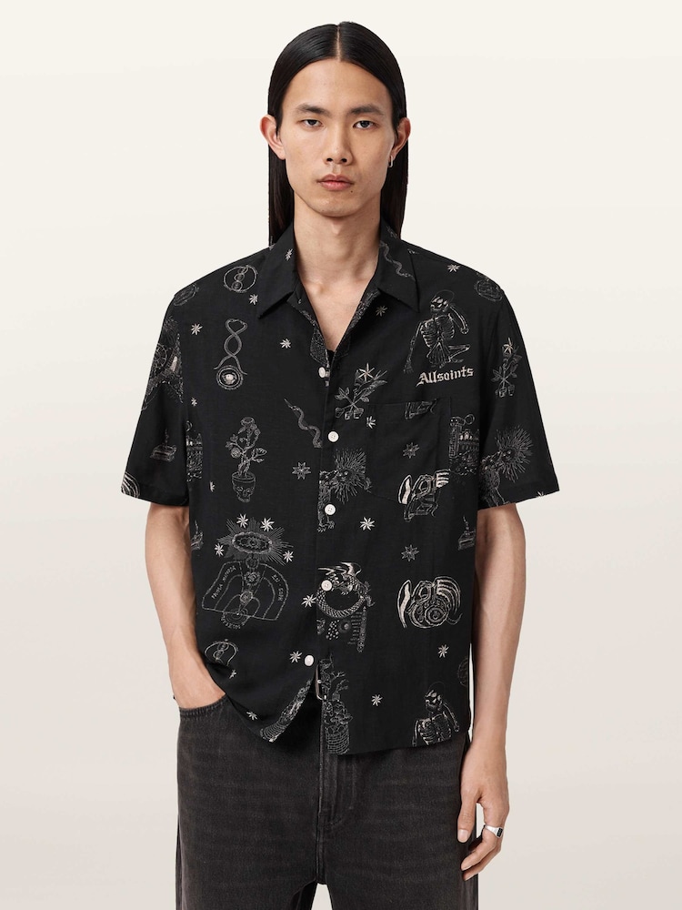 AllSaints Black Terra Short Sleeve Shirt - Image 1 of 5