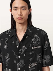 AllSaints Black Terra Short Sleeve Shirt - Image 3 of 5