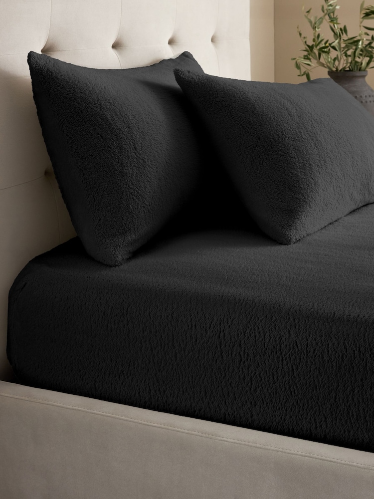 Grey Charcoal Teddy Fleece Extra Deep Fitted Sheet - Image 1 of 2 Grey Charcoal Teddy Fleece Extra Deep Fitted Sheet - Image 1 of 2
