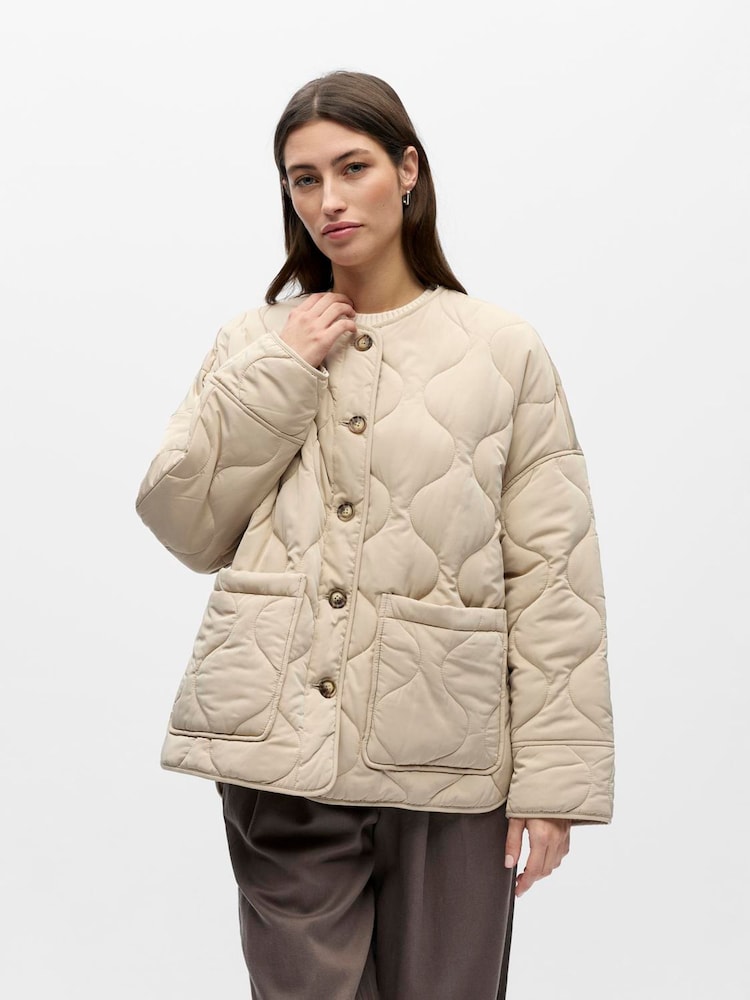 OBJECT Cream Quilted Jacket - Image 1 of 3