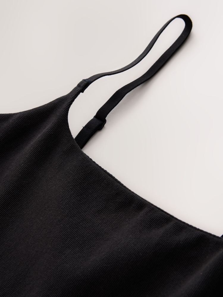 self. Black Strappy Square Neck Bodysuit - Image 2 of 5