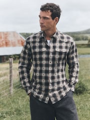 Ecru Brown Navajo Check Long Sleeve Shirt - Image 3 of 8