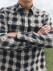 Ecru Brown Navajo Check Long Sleeve Shirt - Image 5 of 8