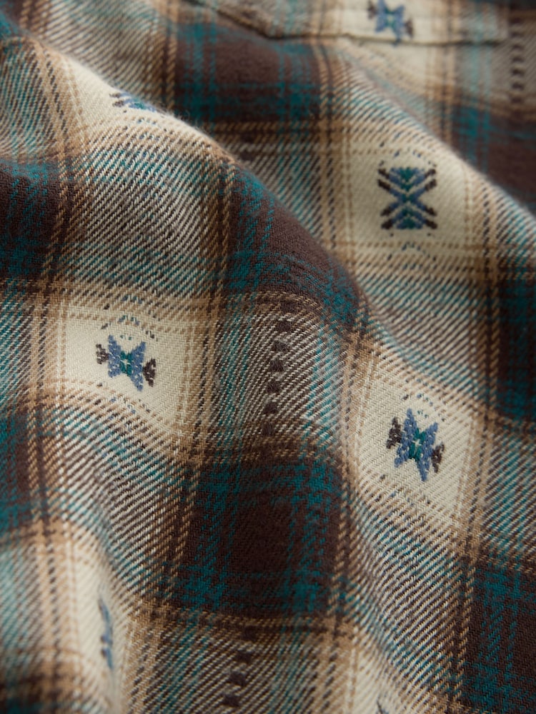 Ecru Brown Navajo Check Long Sleeve Shirt - Image 8 of 8 Ecru Brown Navajo Check Long Sleeve Shirt - Image 8 of 8