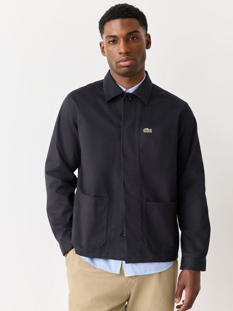 Lacoste Blue Relaxed Fit Cotton Twill Overshirt - Image 1 of 5