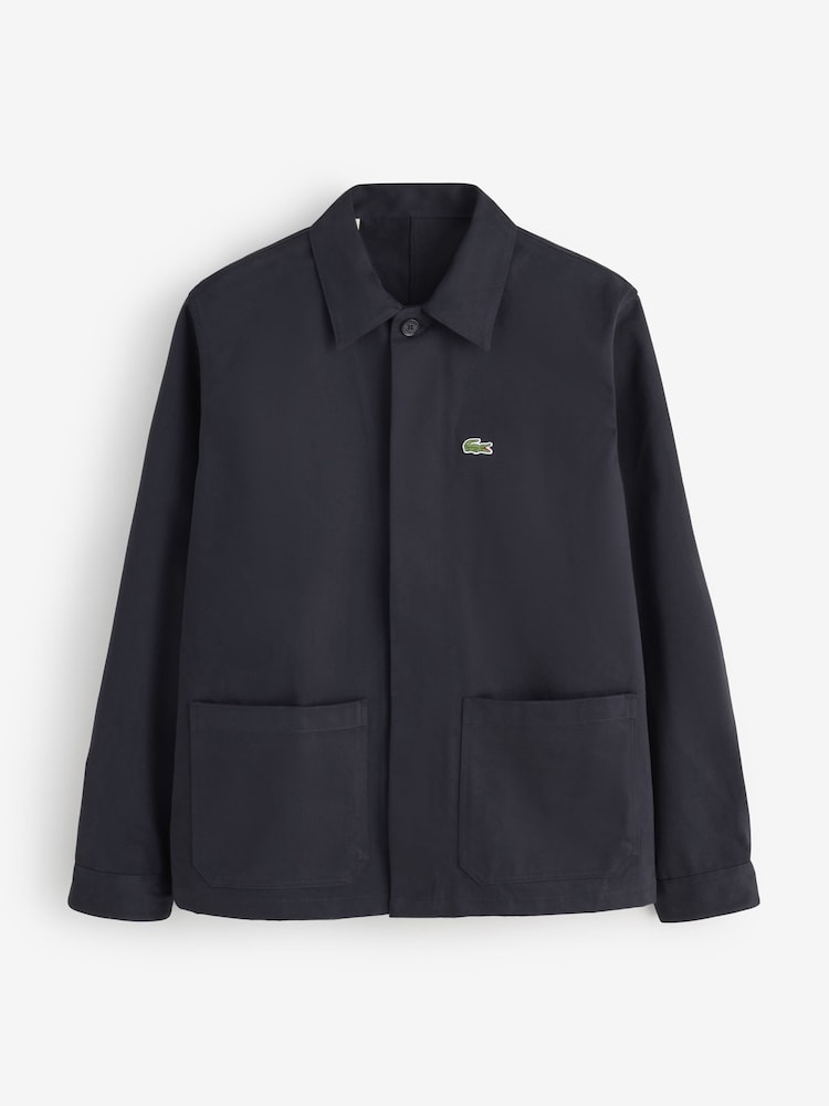Lacoste Blue Relaxed Fit Cotton Twill Overshirt - Image 5 of 5