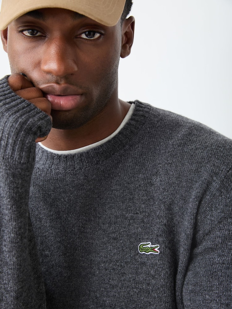Grau - Lacoste Classic Fit Carded Wool Crew Neck Sweater - Bild 5 von 5