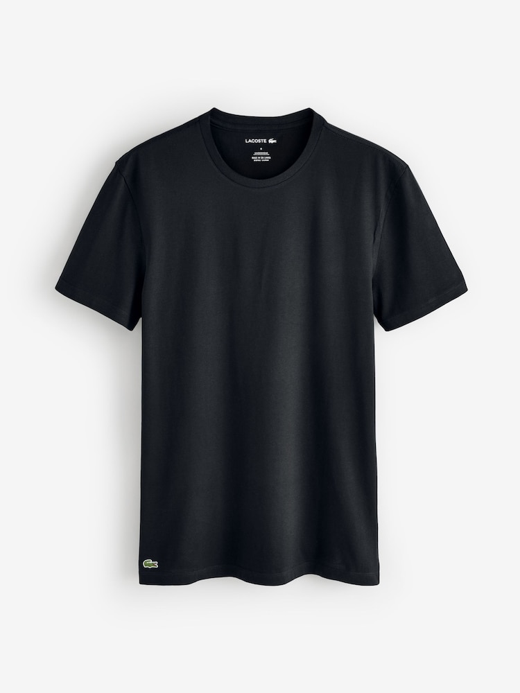 Lacoste Black Slim Fit Loungewear T-Shirt 3 Pack - Image 2 of 4 Lacoste Black Slim Fit Loungewear T-Shirt 3 Pack - Image 2 of 4