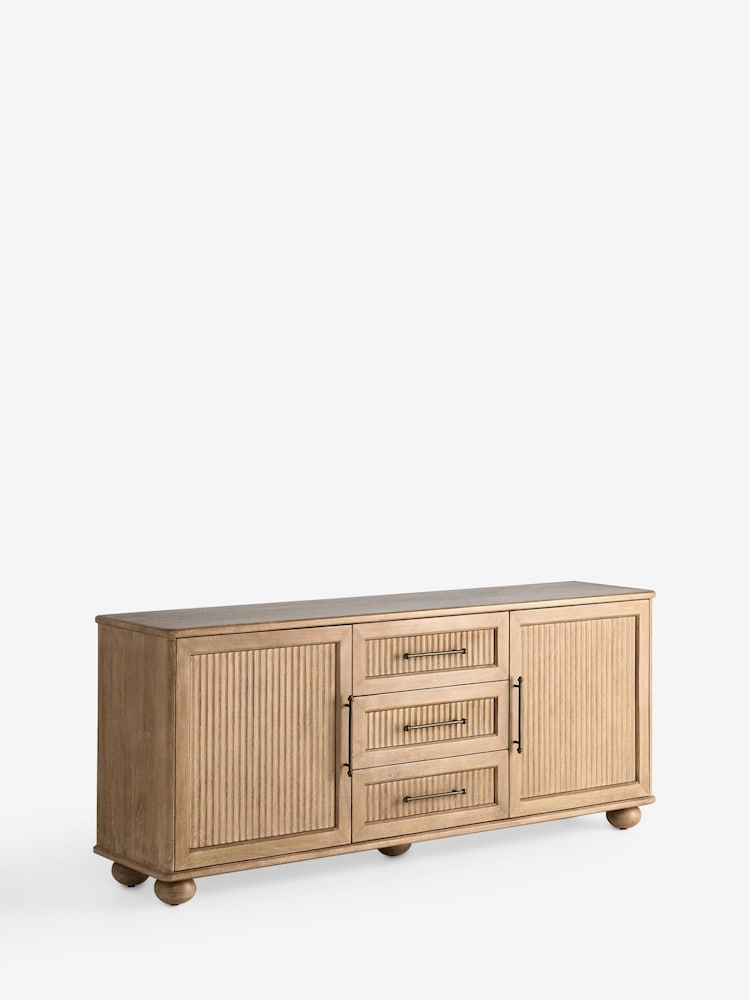 Mid Natural Bourton Solid Mango Wood Fluted Extra Large Sideboard - Image 10 of 10 Mid Natural Bourton Solid Mango Wood Fluted Extra Large Sideboard - Image 10 of 10