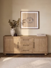 Mid Natural Bourton Solid Mango Wood Fluted Extra Large Sideboard - Image 2 of 10