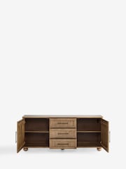 Mid Natural Bourton Solid Mango Wood Fluted Extra Large Sideboard - Image 9 of 10