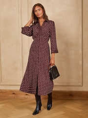 Love & Roses Lace Trim Collared Midi Dress - Obraz 1 z 4