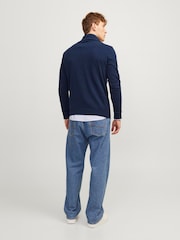 JACK & JONES Blue Half Zip High Neck Jumper - Image 2 of 5