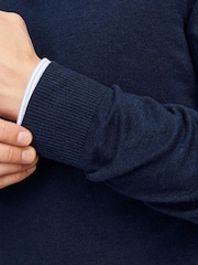 JACK & JONES Blue Half Zip High Neck Jumper - Image 5 of 5