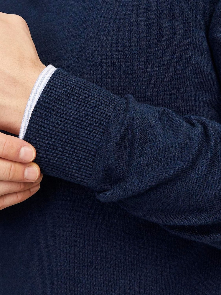 JACK & JONES Blue Half Zip High Neck Jumper - Image 5 of 5