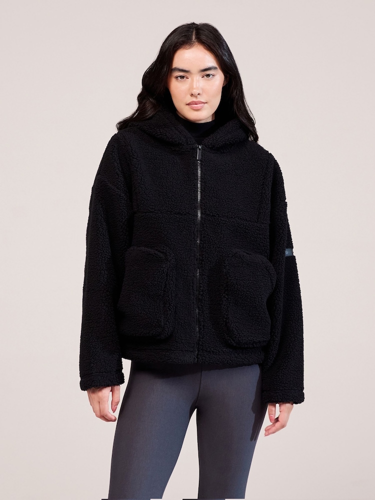 LOVALL Black Long Sleeve Zip Up Borg Fleece Jacket - Image 1 of 6 LOVALL Black Long Sleeve Zip Up Borg Fleece Jacket - Image 1 of 6