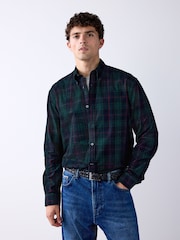 Dark Green Cord Tartan Check Long Sleeve Shirt - Image 4 of 7