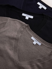 Neutral/Black Cotton Rich Soft Touch V-Neck Jumpers 3 Pack - Image 10 of 10