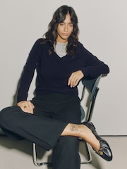 Neutral/Black Cotton Rich Soft Touch V-Neck Jumpers 3 Pack - Image 4 of 10