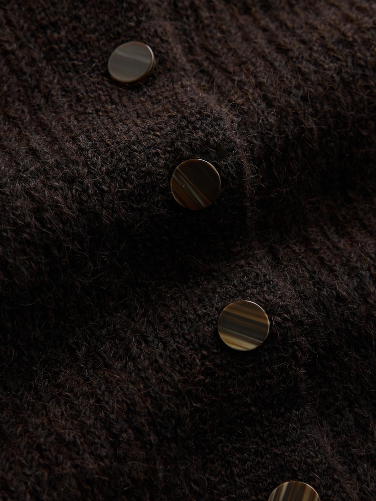 Light Blue/Chocolate Brown Long Sleeve V-Neck Rib Cardigan With Wool 2 Pack - Image 11 of 11