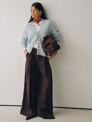 Light Blue/Chocolate Brown Long Sleeve V-Neck Rib Cardigan With Wool 2 Pack - Image 3 of 11