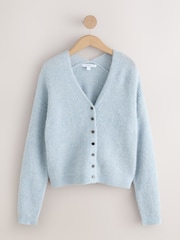 Light Blue/Chocolate Brown Long Sleeve V-Neck Rib Cardigan With Wool 2 Pack - Image 7 of 11