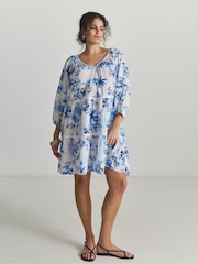 Figleaves Blue Lisbon Tiered Mini Beach Dress - Image 1 of 4