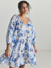 Figleaves Blue Lisbon Tiered Mini Beach Dress - Image 2 of 4