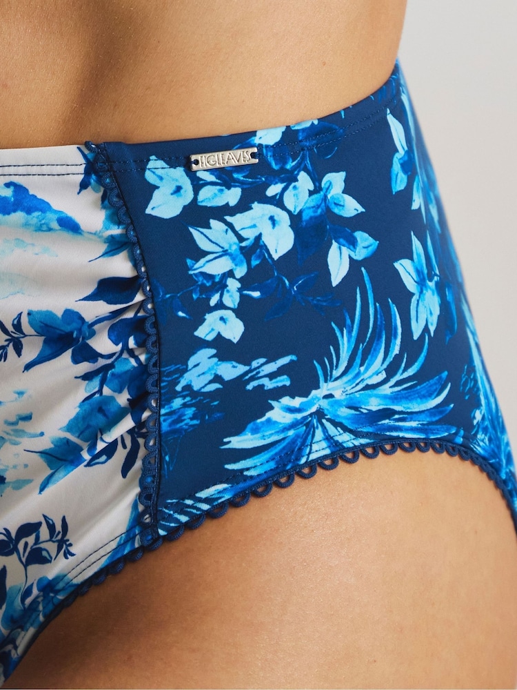 Figleaves Blue Lisbon High Waisted Bikini Briefs - Image 2 of 4