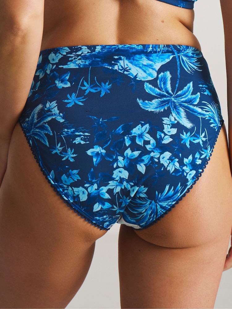 Figleaves Blue Lisbon High Waisted Bikini Briefs - Image 4 of 4