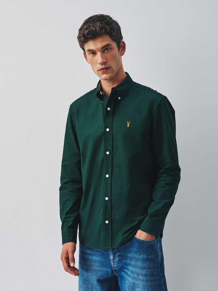 Green Slim Fit Oxford Long Sleeve Shirt - Image 1 of 12 Green Slim Fit Oxford Long Sleeve Shirt - Image 1 of 12