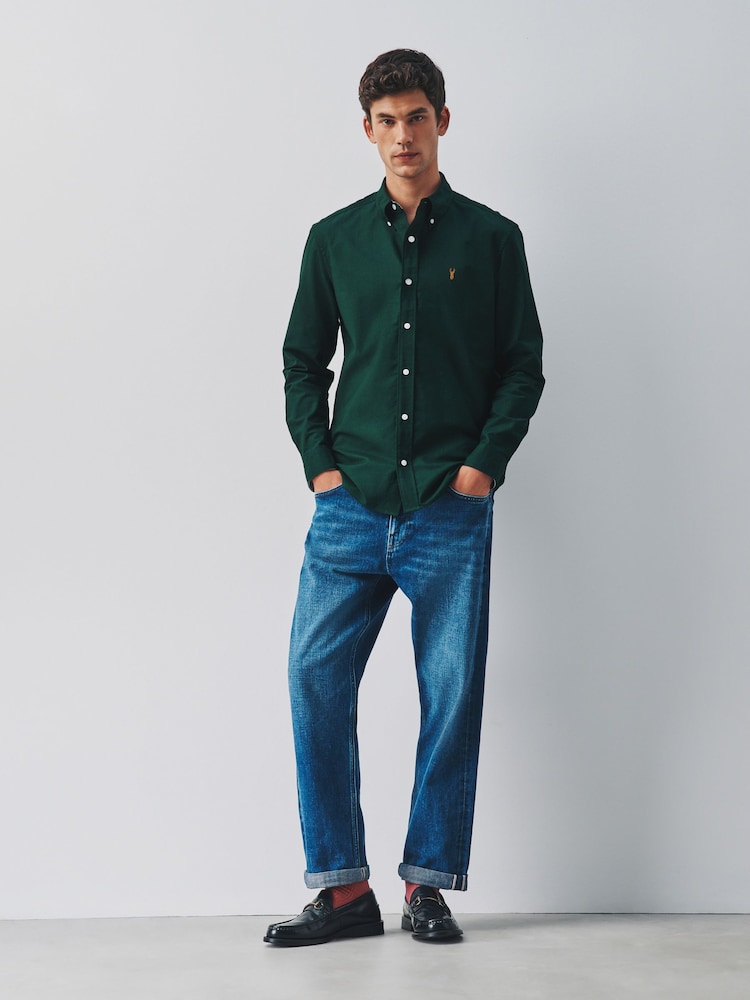 Green Slim Fit Oxford Long Sleeve Shirt - Image 2 of 12 Green Slim Fit Oxford Long Sleeve Shirt - Image 2 of 12