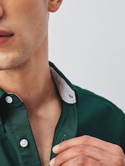 Green Slim Fit Oxford Long Sleeve Shirt - Image 7 of 12
