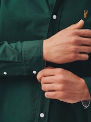 Green Slim Fit Oxford Long Sleeve Shirt - Image 8 of 12