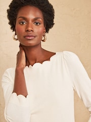 Love & Roses Ivory 3/4 Sleeve Boat Neck Jersey Top - Image 4 of 4