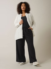 Evans Black Wide Leg Premium Linen Trousers - Image 2 of 5