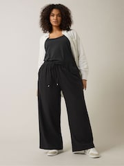 Evans Black Wide Leg Premium Linen Trousers - Image 3 of 5