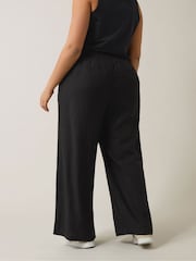 Evans Black Wide Leg Premium Linen Trousers - Image 5 of 5