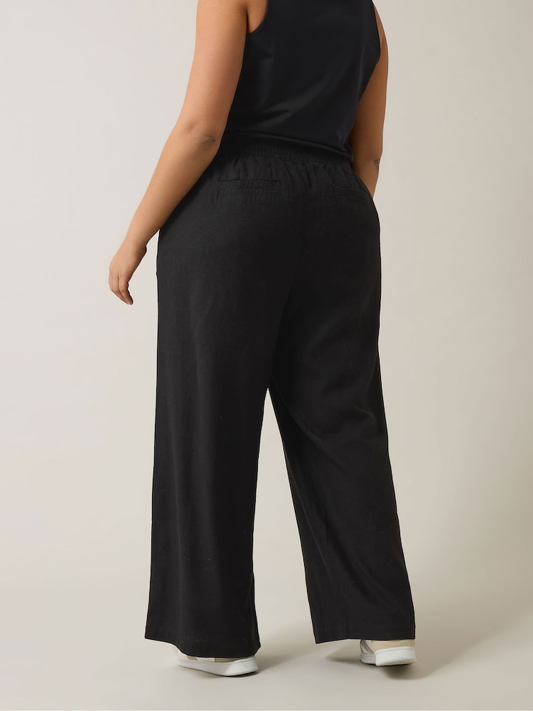 Evans Black Wide Leg Premium Linen Trousers - Image 5 of 5 Evans Black Wide Leg Premium Linen Trousers - Image 5 of 5