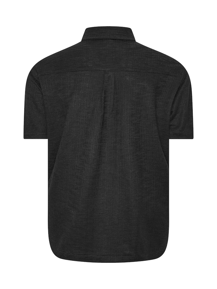 BadRhino Big & Tall Black Textured Short Sleeve Revere Shirt - Image 2 of 2