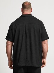BadRhino Big & Tall Black Textured Short Sleeve Revere Shirt - Image 3 of 6