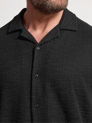 BadRhino Big & Tall Black Textured Short Sleeve Revere Shirt - Image 4 of 6