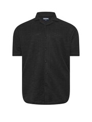 BadRhino Big & Tall Black Textured Short Sleeve Revere Shirt - Image 5 of 6