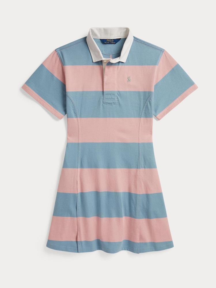 Polo Ralph Lauren Pink Block Stripe Rugby Dress - Image 1 of 2