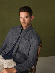 Charcoal Grey Long Sleeve Textured Plain Shirt - Image 3 of 8