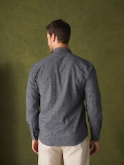 Charcoal Grey Long Sleeve Textured Plain Shirt - Image 4 of 8
